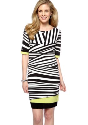 Madison Leigh Elbow-Sleeved Printed Dress