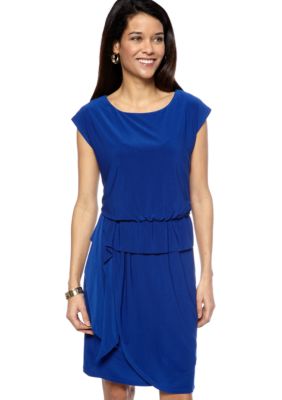 Madison Leigh Petite Cap-Sleeved Blouson Dress
