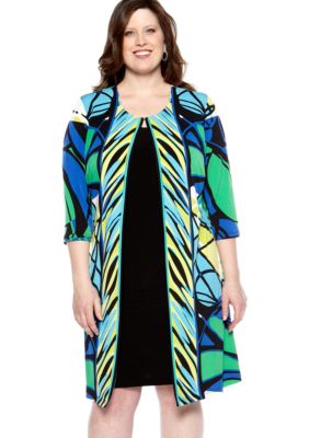 Madison Leigh Plus Size Printed Faux Jacket Dress