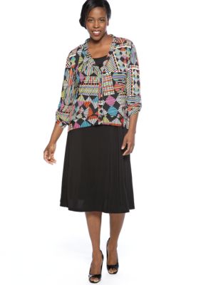 Madison Leigh Plus Size Printed Jacket Dress