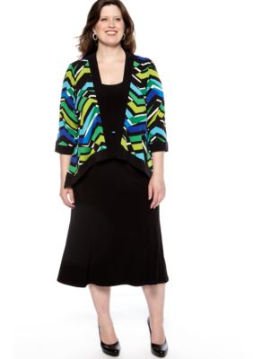 Madison Leigh Plus Size Printed Jacket Dress
