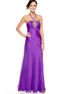 Be by Jay Reynolds Two-Tone Chiffon Keyhole Neckline Gown
