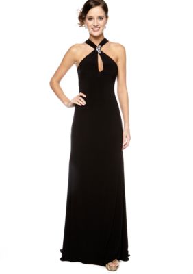Be by Jay Reynolds Halter Gown with Keyhole Front