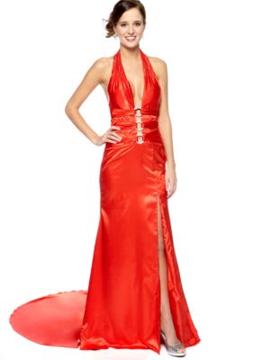 Be by Jay Reynolds Halter Gown with Back Train