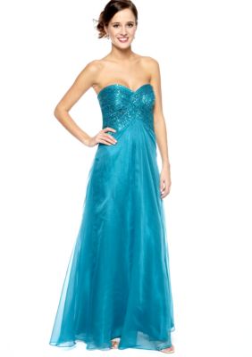 Be by Jay Reynolds Strapless Sequins Bodice Gown