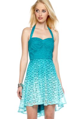 Betsey Johnson Halter Fit and Flare Lace Dress