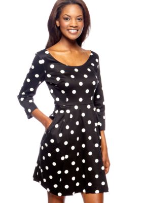 Betsey Johnson Three-Quarter Sleeved Polka Dot Dress
