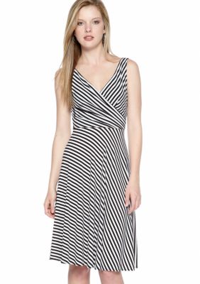 Isaac Mizrahi New York Sleeveless Stripe Fit and Flare Dress