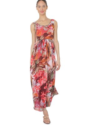 Isaac Mizrahi New York Sleeveless Printed Chiffon Maxi Dress