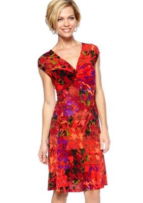 Tiana B Cap-Sleeved Printed Dress