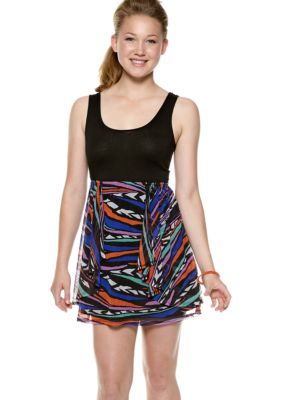 Derek Heart Sleeveless Knit Top Printed Dress