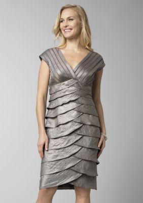 Adrianna Papell Shutter Pleat Shimmer Dress