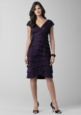 Adrianna Papell Tiered Taffeta Shimmer Dress