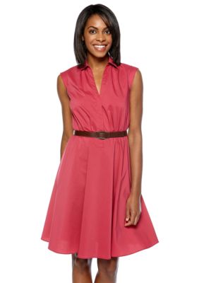 Adrianna Papell Cap-Sleeved Belted Shirtdress