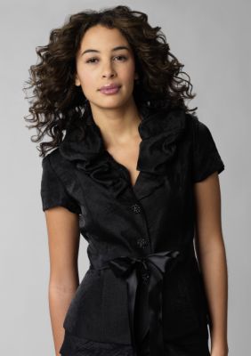 Adrianna Papell Puff Collar Short Sleeve Top