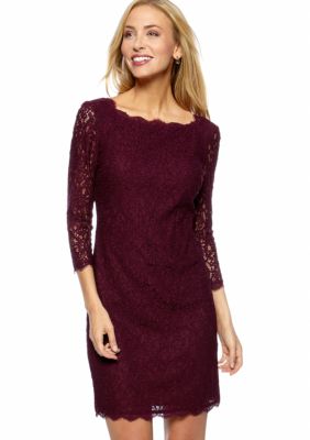 Adrianna Papell Long-Sleeved Allover Lace Sheath Dress