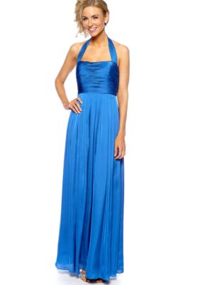 Adrianna Papell Halter Gown with Ruched Bodice