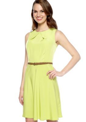AGB Sleeveless Belted Swing Dress