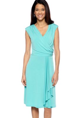 AGB Petite Cap-Sleeved Crossover V-Neck Dress