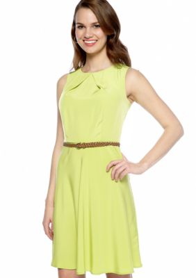 AGB Petite Sleeveless Belted Swing Dress