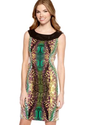 AGB Petite Sleeveless Printed Sheath Dress
