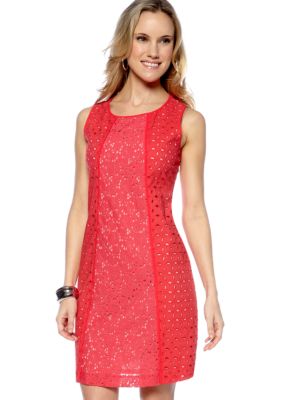 Nine West Dress Sleeveless Eyelet Shift Dress