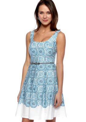 Nine West Dress Sleeveless Printed Cotton Dress