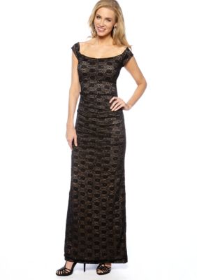 Alex Evenings Off the Shoulder Lace and Sequin Gown