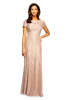 Alex Evenings Lace Gown with Illusion Neckline