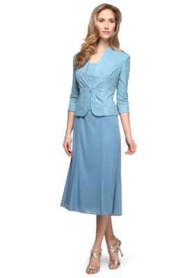 Alex Evenings T-Length Glitter Knit Jacket Dress