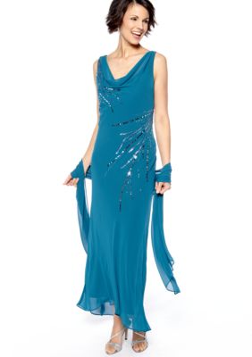 Alex Evenings Sleeveless Hi-Lo Hem Dress with Sequin Detail