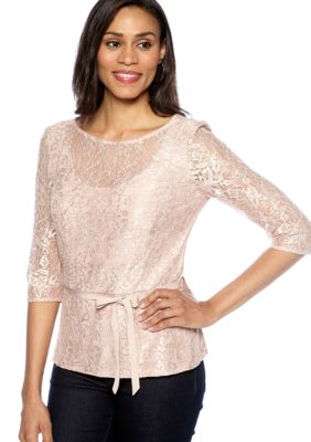 Alex Evenings Three-Quarter Sleeved Lace Blouse