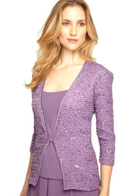 Alex Evenings Three-Quarter Sleeved Twin Set with Sequins