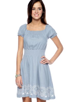 Ultra Pink Jean Embellished Skirt Smock Dress