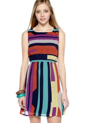 Ultra Pink Sleeveless Bar Back Stripe Dress