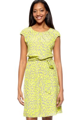 Robbie Bee Cap-Sleeved Printed Dress