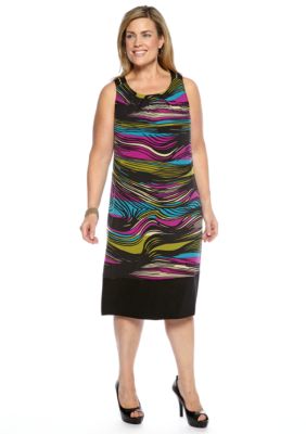 Robbie Bee Plus Size Sleeveless Striped Shift Dress