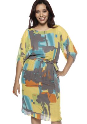 Robbie Bee Plus Size Printed Blouson Dress