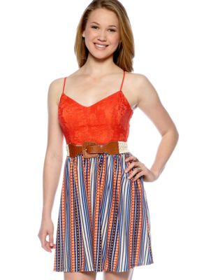 City Triangles Lace Top Knit Skirt