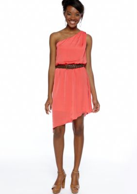 City Triangles One Shoulder Diagonal Hem Moonshadow Dress