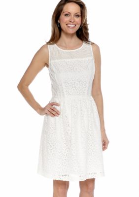 Donna Ricco New York Sleeveless Allover Lace Fit and Flare Dress