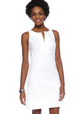 Donna Ricco New York Sleeveless Jacquard Slit Neckline Dress