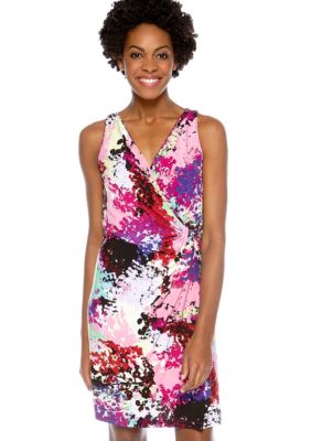 Donna Ricco New York Sleeveless Crossover V-Neck Printed Dress
