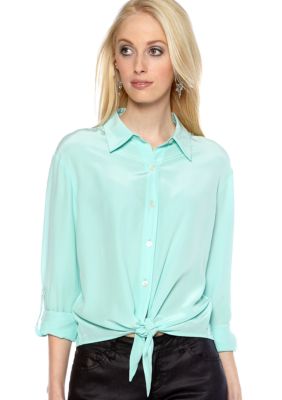 TWO by Vince Camuto Tie Front Blouse with Lace Back