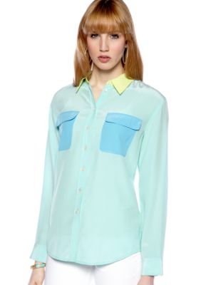 TWO by Vince Camuto Color Block Utility Shirt