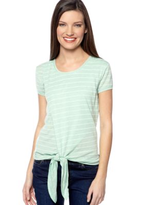 TWO by Vince Camuto Stripe Tee with Tie Front