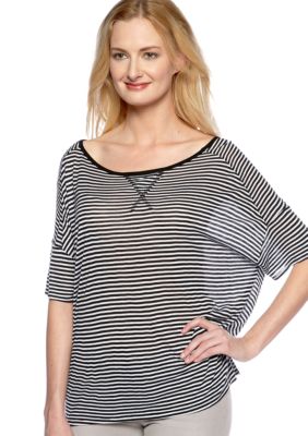 TWO by Vince Camuto Boxy Stripe Jersey Crop Tee