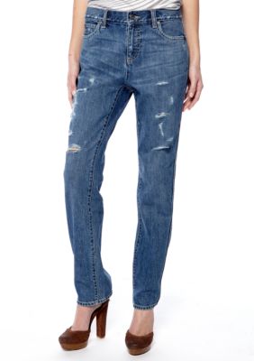 TWO by Vince Camuto Distressed Boyfriend Jean