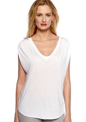 Vince Camuto V-Neck Shirred Shoulder Sleeveless Tee