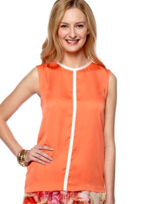 Vince Camuto Sleeveless Contrast Center Seam Blouse